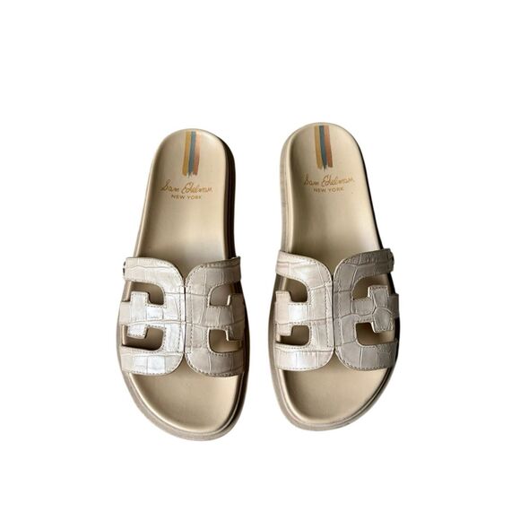 Sam Edelman Valeri Sandals Slides 7.5 Cream Leather - Picture 1 of 7